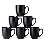 AmorArc 12oz Coffee Mugs Set of 6, Large Ceramic Coffee Mugs for Men Women Dad Mom, Modern Coffee Mugs with handle for Tea/Latte/Cappuccino/Cocoa. Dishwasher&Microwave Safe, Matte Black