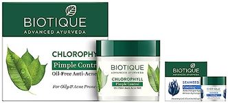 Biotique Bio Seaweed Revitalizing Anti Fatigue Eye Gel, 15g And Biotique Bio Chlorophyll Oil Free Anti-Acne Gel & Post Hair Removal Soother For Oily & Acne Prone Skin, 50G