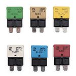 DC 12V Auto Reset Circuit Breaker Fuse ATC/ATO Low Profile 5A 10A 15A 20A 25A 30A, T1 Mini Blade Fuses Breakers 12 Volt for Car Trucks Marine RV Solar System Audio Battery Protection, 6 Pack