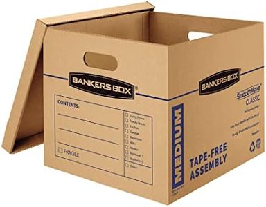 Bankers Box SmoothMove Classic Moving Boxes, Tape-Free Assembly, Easy Carry Handles, Medium, 18 x 15 x 14 Inches, 10 Pack (7717204)