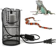 Reptile Heat Lamp Guard Ceramic Heat Emitter Basking Heater Lamp Reptile Accessories for Turtle Snakes Lizards Frogs Chicks with Power Switch & Anti-Biting Hanging Hook Design Round Without Bulb 200w