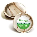 DISPOSABLE GREEN – Round Disposable Plates, Areca Leaf Serving Plates, Dinner Plates for Parties, Weddings, Catering, & More, Disposable Plates for Hot Food & Cold Food, 27 x 2.5cm, 10-Pcs