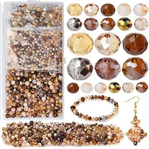 KINGSHINE Faceted Rondelle Glass Beads for Jewelry Making AB Color 1000pcs Crystal Spacer Beads,Assorted Jewelry Beads for Bracelets Necklaces Accessories