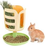 Rabbit Hay Feeders Rack: 2-in-1 Bunny Guinea Pig Food Bowl Grass Food Holder for Small Animal