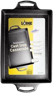 Lodge Seasoned Cast Iron Casserole Pan - 9 Inches x 13 inches - Heavy-Duty, Durable Seasoned Baking Dish - Classic Cast Iron Casserole Dish for Everyday Cooking