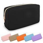 Waterproof Small Makeup Bag Pouch for Purse,Nylon Travel Toiletry Storage Bag Cute Preppy Cosmetic Bag for Women Girl,Waterproof Makeup Organizer Bag Skincare Bag Purse with Zipper(Small-Black)