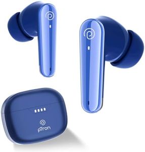 pTron Newly Launched Bassbuds Prism TWS Earbuds with 3D AudioScape, 45Hrs Playtime, TruTalk AI-ENC Calls, 50ms Low Latency Sync, BT5.3, Type-C Fast Charging, Voice Asst. & IPX5 Water Resistant (Blue)