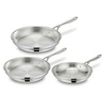 Jamie Oliver by Tefal Cooks Smart Frying Pan Set (20/24/28cm) Stainless Steel Frying Pan Set, Robust, Fast Heating, Even Cooking, Riveted Handle, Induction Safe, Oven and Dishwasher Safe, Silver