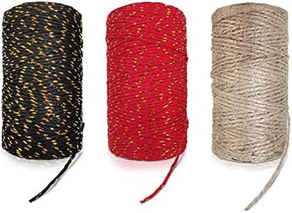 3 Rolls Decorative Cotton Twine, findTop Cotton Twine for Gift Wrapping DIY Crafts Gardening (3 Colors), 328 Feet Each Roll / 984 Feet Total