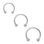 Horseshoe Hoop Nose Rings Cartilage Earring Nose Septum Nose Nostril Stainless Steel Bull Nose Ring for Women Men Silver