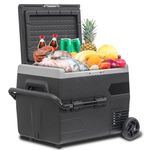 SMETA 12 Volt Car Refrigerator，Portable Freezer 12v/24v RV Fridge, Dual-Zone Dual-Temperature，68 Quart (65L) Electric Solar Mini Cooler DC for 2.3 Cu. Ft Camping Travel RV Outdoor Semi-Truck, -4℉~68℉