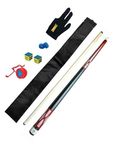 KBA Billiard Cue Stick Combo, 12mm with Free Accessories for Billiards Pool, American Style, includes Free Tips, Chalks, Cue Cover, Glove & Rubber Chalk Holder (Red)