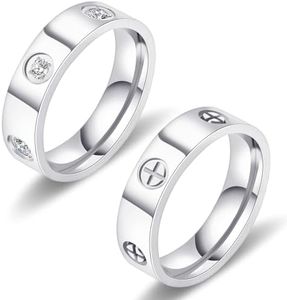 Love Friendship Gold Rings for Women:Wedding Band 18k Gold Ring Cubic Zirconia Stainless Steel Promise Ring Jewelry Birthday Gifts for Women,Size 6-10 (Size 7, Silver Love Ring Sets)