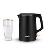 Dezin Electric Kettle, 0.8L Portable Travel Kettle with Double Wall Construction, 304 Stainless Steel Electric Tea Kettle for Business Trip, Small Electric Kettle with Auto Shut-Off , Black (Without Cup)