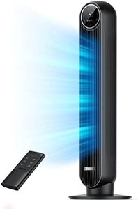 Dreo Tower Fan for Bedroom, 24ft/s Velocity Quiet Floor Fan, 90° Oscillating Fans for Indoors with 4 Speeds, 4 Modes, 8H Timer, Standing Fans, Bladeless Fan, Black, Nomad One (DR-HTF007)