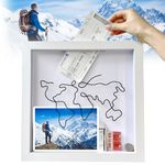 Large Size 30 cm Adventure Archive Box Frame | White Travel Memory Box for Ticket Collection | Wood Frame Travel Ticket Box | Shadow Box Frame for Movie, Sporting and Various Types of Memory Tickets