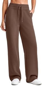 G4Free Women High Waist Modal Casual Lounge Relaxed Fit Pants Straight Leg Drawstring Sweatpants with Pockets(Dark Coffee,M,Petite)