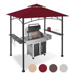 FAB BASED 5x8ft Grill Gazebo Canopy for Patio, Outdoor BBQ Gazebo with Shelves, Barbeque Grill Canopy (Red)