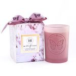 HB Botanicals Candle Millefleur Limited Edition/Luxury Scented Soy Candles/Hand Poured, Highly Scented & Clean Burn/7.5 Oz Frosted Pink Jar/Gold Embossed Gift Box/Color Printed Inner Box/Satin Bow.