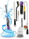 Hookah Cleaning Kit with 5 Brushes & 500 Stainless Steel Cleaning Beads - Premium Hookah Accessories for a Shisha Cleaning - Hookah Bowl & Hookah Vase Cleaning Set & Hookah Cleaning Brushes Set