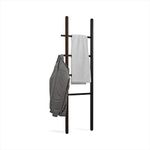 Umbra Hub Ladder, Expandable Freestanding Clothing Rack, Bathroom Towel Holder, and Clothes Organizer, Black/Walnut