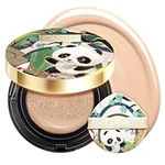 CATKIN Panda Land Foundation Full Coverage, Breathable Cushion Foundation with Nourishing and Long-wearing Formula, Buildable Coverage for Sensitive Skin, 15g*2 (W12 Golden Medium)