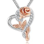 SNZM Necklaces for Women, 18K White Gold Plated Pendant Necklaces, Love Heart Crystals Charming Necklaces Jewelry Gifts for Women Birthday