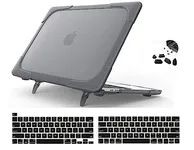 Midkart Hard Shell Case with Stand Compatible with MacBook Pro 13 Inch (Model M2 A2338 / M1 A2338 / A2289 / A2251 / A1706 / A1708 / A2159 / A1989, Release 2023-2016) Shockproof Cover, Grey