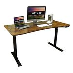 bilbil Dual Motor Electric Standing Desk, 63 x 30 Inch Height Adjustable Sit Stand Table with Splice Board, Stand up Home Office Desk, Black Frame/Rustic Brown Top