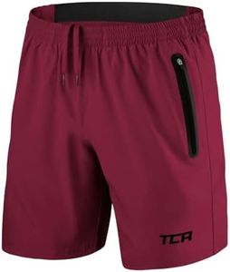 TCA Men's Elite Tech Lightweight Running or Gym Training Shorts with Zip Pockets - Carmine Red, XL