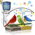 Clear Acrylic Window Bird Feeder with Strong Suction Cups, Window Mount, Removable Tray,a nd Perch - Perfect for Bird Watching, Easy to Clean, Weatherproof - Attracts Various Colorful Birds