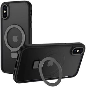 Magnetic Case Compatible with iPhone X/XS,Translucent Matte Back Non-Slip Phone Cover Protective Shockproof with Stand,Black