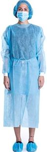 LIFESOFT Disposable Isolation Gown Polypropylene Lab Gowns Knit Cuff Long Sleeve Blue 15 Pack Unisex