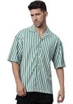 Wear Your Opinion Men's Premium Textured Stripe Oversized Shirt for Men (Medium, White)