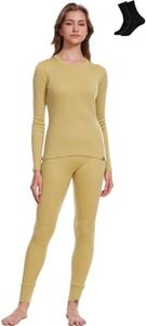 MERINNOVATION Merino Wool Base Layer Set for Women 100% Merino Wool Thermal Underwear Set Base Layer Top and Bottom Green 250 S