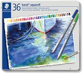 STAEDTLER 125 M36 Karat Aquarell Watercolour Colouring Pencil - Assorted Colours (Tin of 36 Pencils)