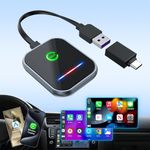 Wireless CarPlay Adapter for iPhone Apple - Android Auto Wireless Adapter for Android, Stable Fast Connection for Factory Wired to Wireless CarPlay Dongle Cars for iPhone, Auto Connect,Plug and Play