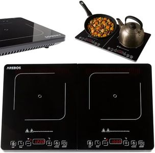 Arebos Double plaque à induction 3500W | 2 zones de cuisson avec écran tactile & minuterie | Plaque à induction portable pour le camping, le plein air & la cuisine | Protection contre la surchauffe