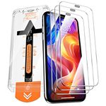 QUESPLE 3 Pack for iPhone 11 Pro/XS/X 5.8 inch Tempered Glass Screen Protector, Auto Dust-Elimination Installation Tool, [Military-Grade Protection] Full Coverage Glass