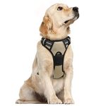 rabbitgoo Dog Harness Large Dog No Pull Pet Harness with 2 Leash Clips, Adjustable Soft Padded Pet Vest Harness, Reflective No-Choke with Easy Control Handle for Training or Walking, Coffee, XL