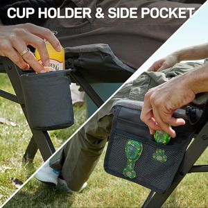 EVER ADVANCED Luxury Camping Chairs Set – Heavy Duty, High Back, Padded, Adjustable Recliner, Grey