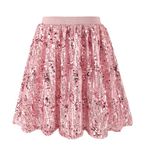 Rolanko Girls Sequin Skirt Elastic Waist Sparkly Glitter Pleated Skorts with Lining for Kids Dance Princess Birthday Party, Pink, Size: 8-9 Years/140