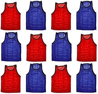 BlueDot Trading 12 Youth Soccer Training Vests/Pinnies- Red & Blue, Red/Blue, Adult