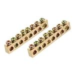 TEHAUX 4 Pcs 8 Terminals Panel Grounding Bar Ground Bus Bar Ground Bar Ground Neutral Bar Electrical Grounding Bars Distribution Wire Terminal Screw Terminal Block Copper