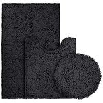 BYSURE Black Bathroom Rugs Sets 3 P