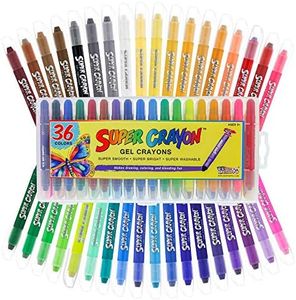 U.S. Art Supply Super Crayons Set of 36 Colors - Smooth Easy Glide Gel Crayons - Bright, Blendable and Washable