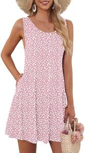 AUSELILY Women's Summer Dress Sleeveless Floral Mini Dresses with Pockets Bohemian Dress 2025 New Pink Spot M