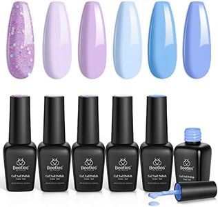 beetles Gel Polish Gel Nail Polish Set 6 Colors Glitter Sky Blue Purple Gel Polish Kit Lavender Violets Gel Nail Polish Spring Gel Nail Polish Soak off Uv LED Gel Manicure DIY Nail Home Women