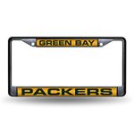 Rico Industries NFL Green Bay Packers Black Black Laser Cut Chrome Frame 12" x 6" 12" x 6" Black Laser Cut Chrome Frame - Car/Truck/SUV Automobile Accessory