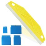 Paint Shield,Paint Cutting in Tools,Paint Edging Tool,Skirting Board Painting Guard,with 4PCS Plastic Scrapers,Stainless Steel Paint Shield,for Precision Painting Repairing Cut Wallpaper(Yellow)